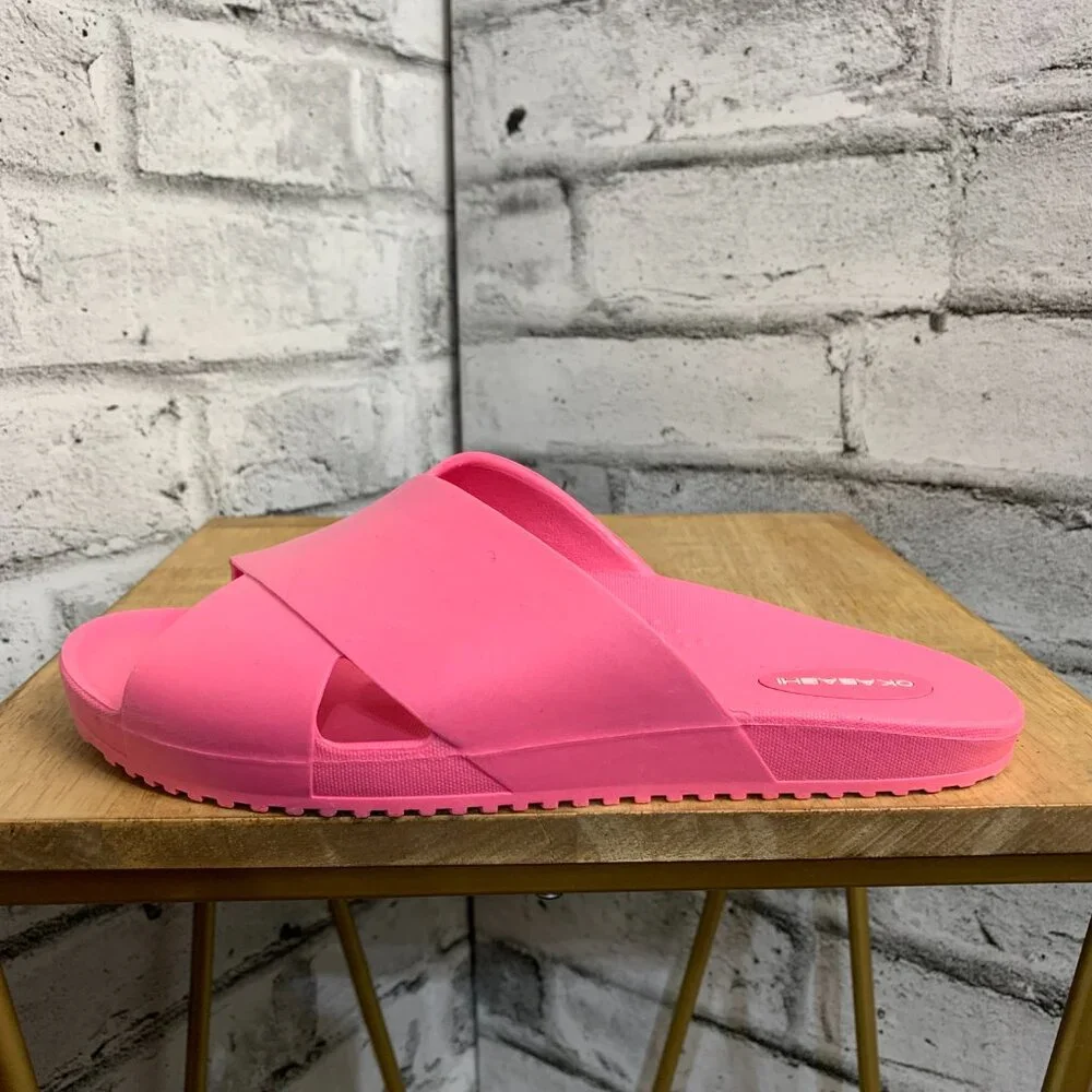 Okabashi Maddox Crossband Slide Sandals Pink Slip On Waterproof Shoes - Picture 2 of 9